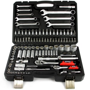 Zestaw narzędziowy kluczy nasadowych, płasko-oczkowych RIPPER 110 sztuk