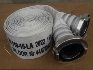 Wąż strażacki wylotowy z certyfikatem CNBOP-PIB z okuciami STORZ 12bar 4" 15m