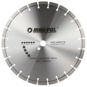 Tarcza diamentowa do asfaltu, świeżego betonu MAR-POL 350mm 25,4mm